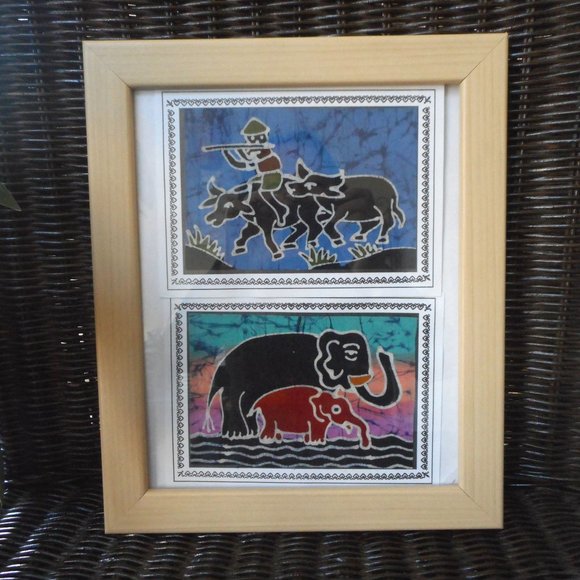 Unique Handmade Wax Painting on Fabric, wax painting picture, home decro picture - Picture 2 of 6